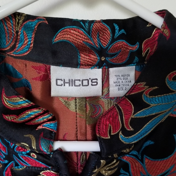 Chico's Silk Embroidered Jacket - Picture 3 of 5